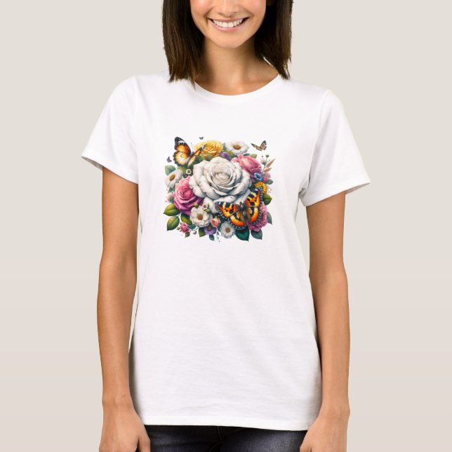 CAMISETA FLORES Y MARIPOSAS (Anverso)