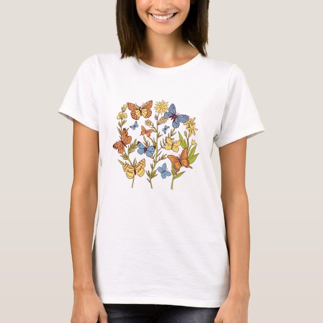 Camiseta Flores y mariposas (Anverso)