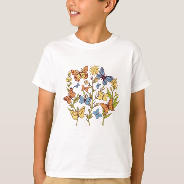 Camiseta Flores y mariposas (Anverso)