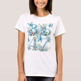 CAMISETA FLORES Y MARIPOSAS AZULES 8647 NÚMEROS ANTI TRUMP