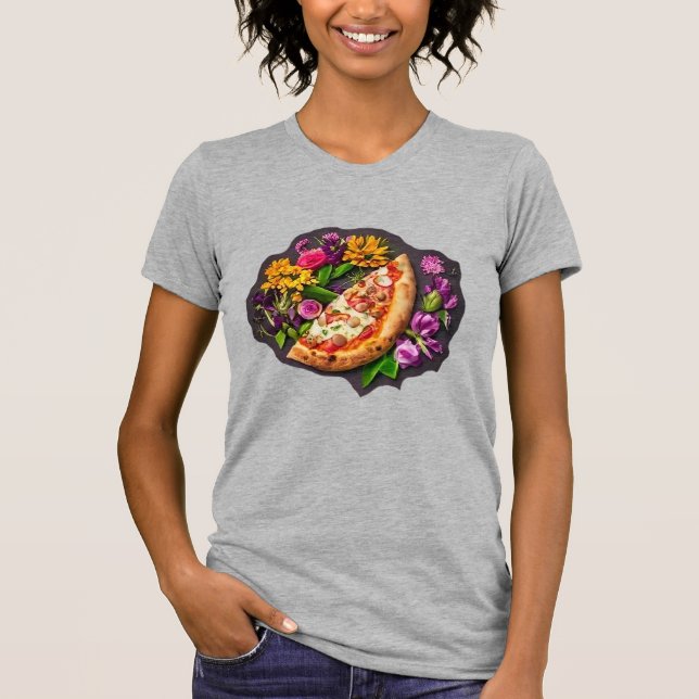 Camiseta Flores y pizza (Anverso)