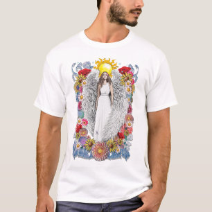 Camiseta Flores y plumas de Angel Wings