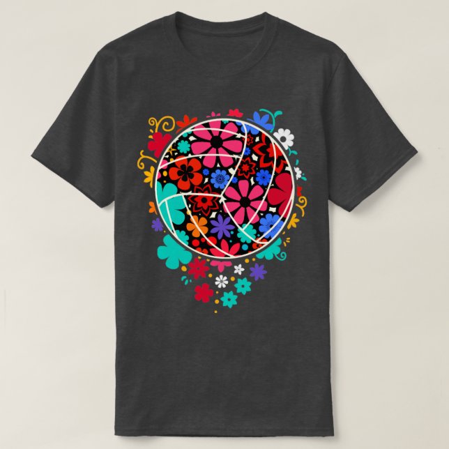 Camiseta Flores Y Regalos De Voleibol Impresión (Diseño del anverso)
