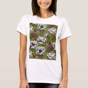 Camiseta Flores y venas de anémona blanca