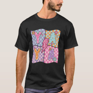 Camiseta Flores Yaya Cuadradas Lindo Mamá Abuela Mujeres