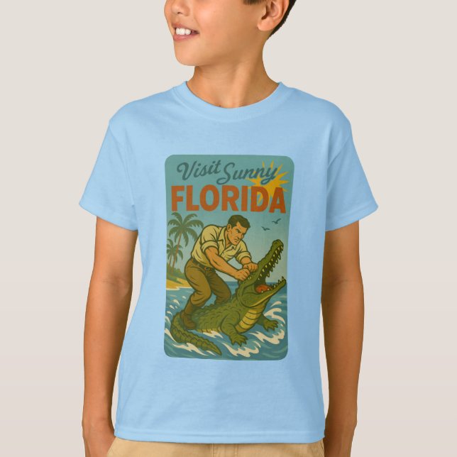 Camiseta Florida Alligator Wrestling | Funny Retro Coastal (Anverso)