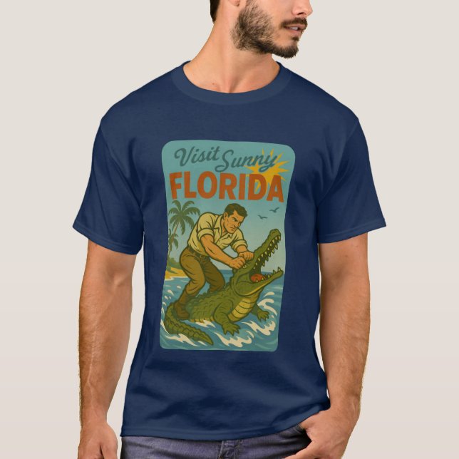 Camiseta Florida Alligator Wrestling | Funny Retro Coastal (Anverso)