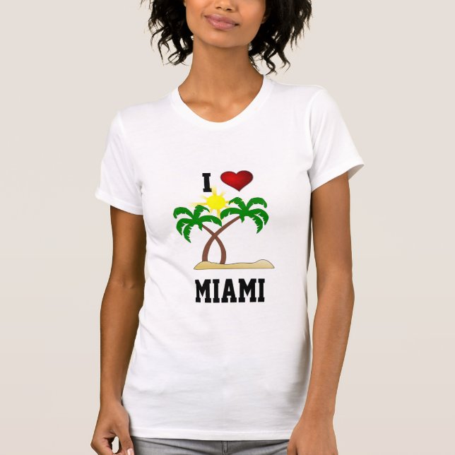 Camiseta Florida: Amo Miami - palmeras y sol (Anverso)