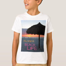 Camiseta Florida Beach Life Sunset Palm Frond Umbrella