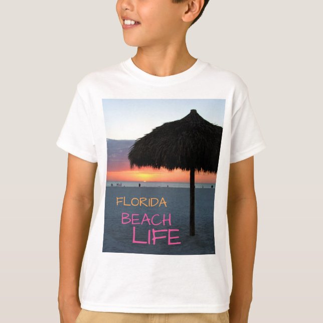Camiseta Florida Beach Life Sunset Palm Frond Umbrella (Anverso)