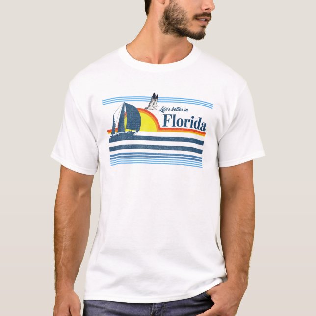 Camiseta Florida - Beach Retro 70S 80S 90S Vela Sol (Anverso)