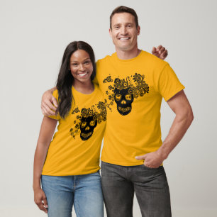 Camiseta florida del cráneo