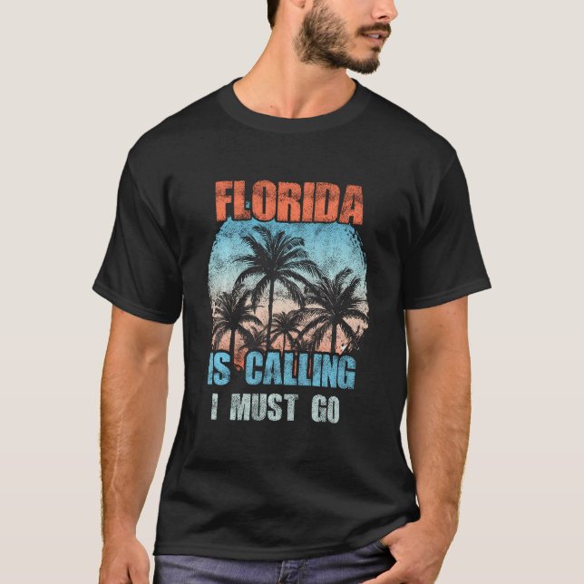 Camiseta Florida Está Llamando Debo Ir Suma De Palmeras De  (Anverso)