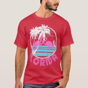 Camiseta Florida Flamingo rosa Heart80s Estilo retro vintag