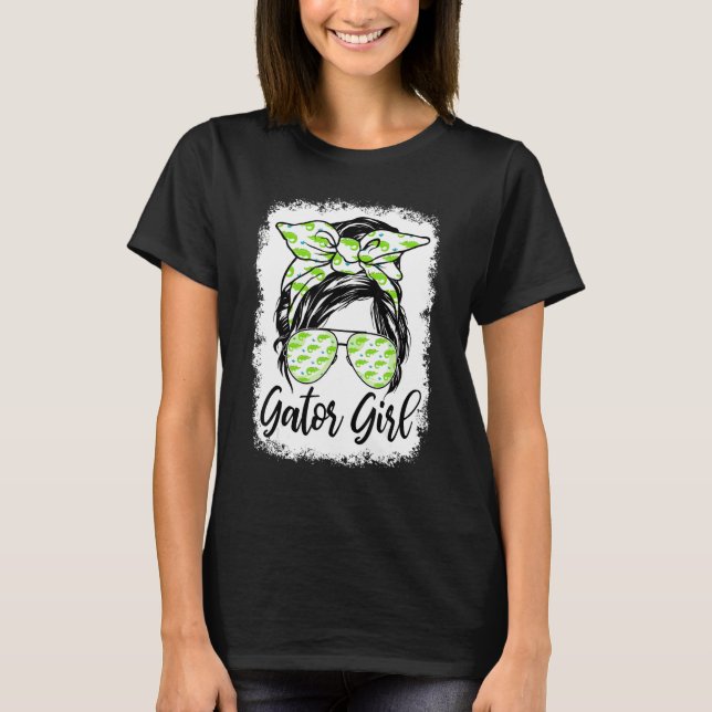 Camiseta Florida Gator Chica Alligator Messy Bun Crocodile (Anverso)