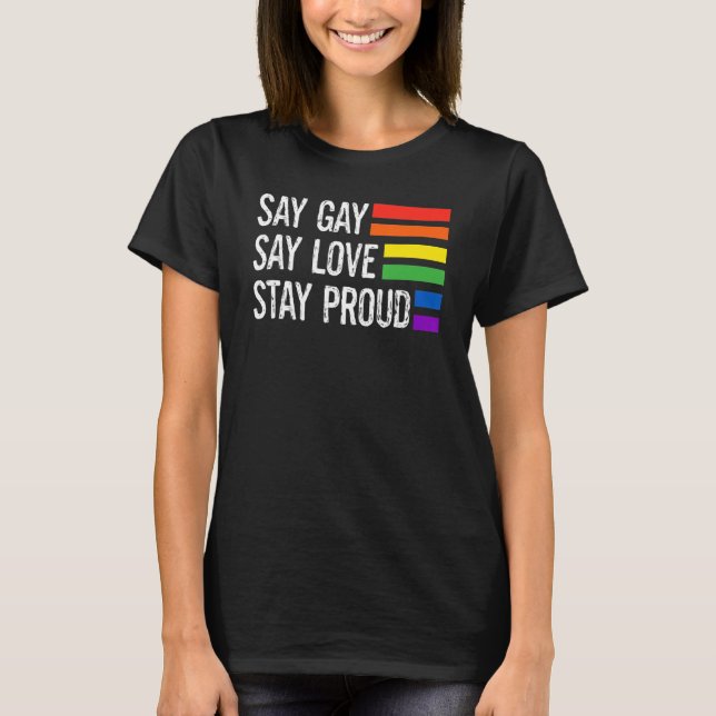 Camiseta Florida Gay Say Gay Say Love Stay Proud Lgbtq Gay (Anverso)