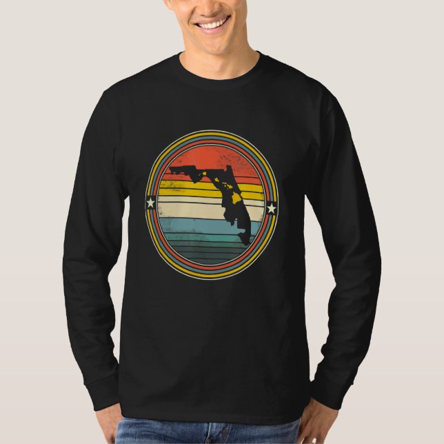 Camiseta Florida Hawaii Raíces Originales Mapa Estatal Retr (Anverso)