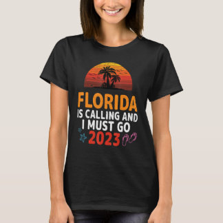 Camiseta Florida Is Calling I Must Go Vintage Summer Beach 