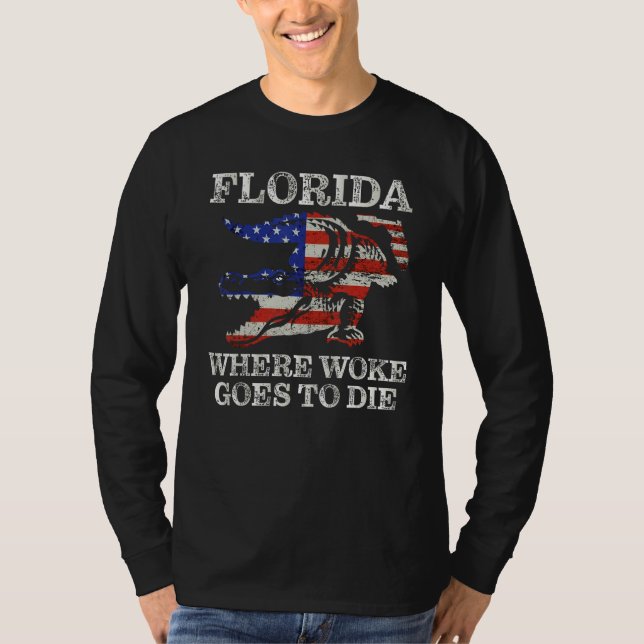Camiseta Florida Is Where Woke Goes To Die Florida Crocodil (Anverso)