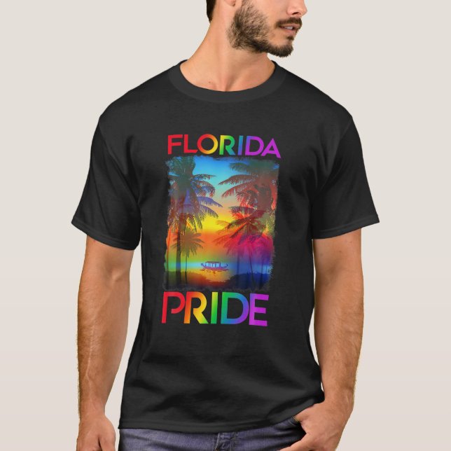 Camiseta Florida LGBT Orgullo gay estatal Bandera Arcoiris  (Anverso)
