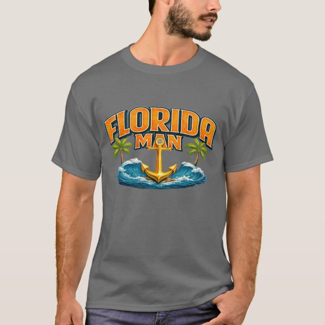 Camiseta Florida Man | Graphic Print Nautical Anchor Beach (Anverso)