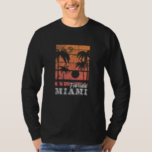 Camiseta Florida Miami Sunset Palm Tree Beach Summer Vacati