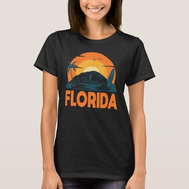 Camiseta Florida Palm Tree Surf Surfing Beach Island Summer (Anverso)