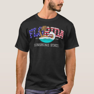 Camiseta Florida Retro Vintage US Flag Sport Beach Surf