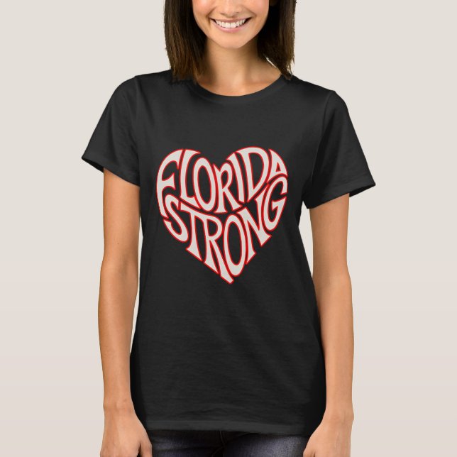 Camiseta Florida Strong Heart State Pride Tygraphy T Shirt  (Anverso)