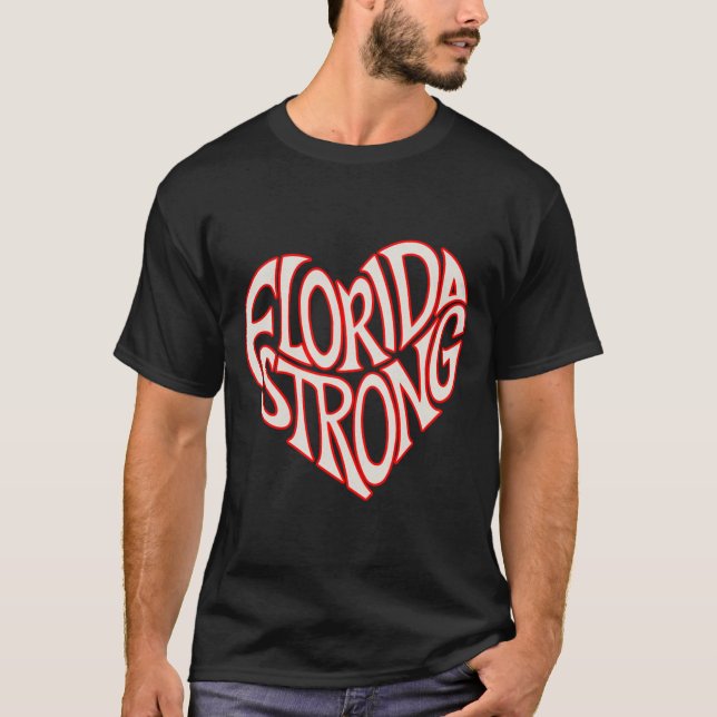 Camiseta Florida Strong Heart State Pride Tygraphy T Shirt  (Anverso)