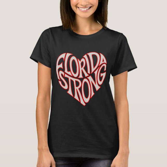 Camiseta Florida Strong Heart State Pride Tygraphy T Shirt  (Anverso)
