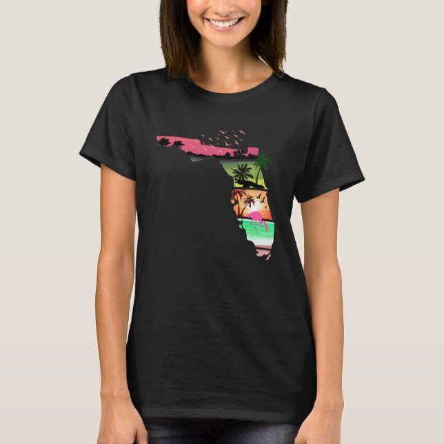 Camiseta Florida Summer Palm Trees 80s Beach Sunset (Anverso)