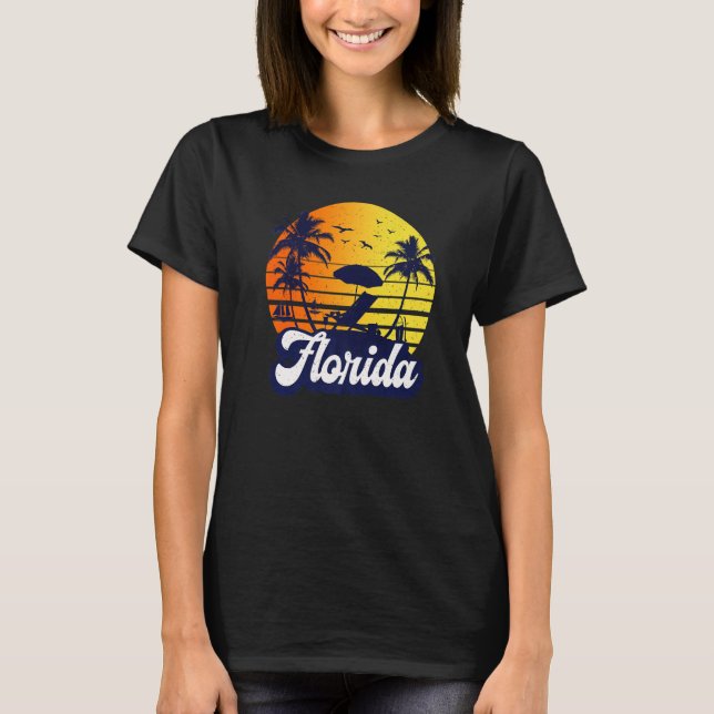 Camiseta Florida Sunset Beach Retro Premium (Anverso)