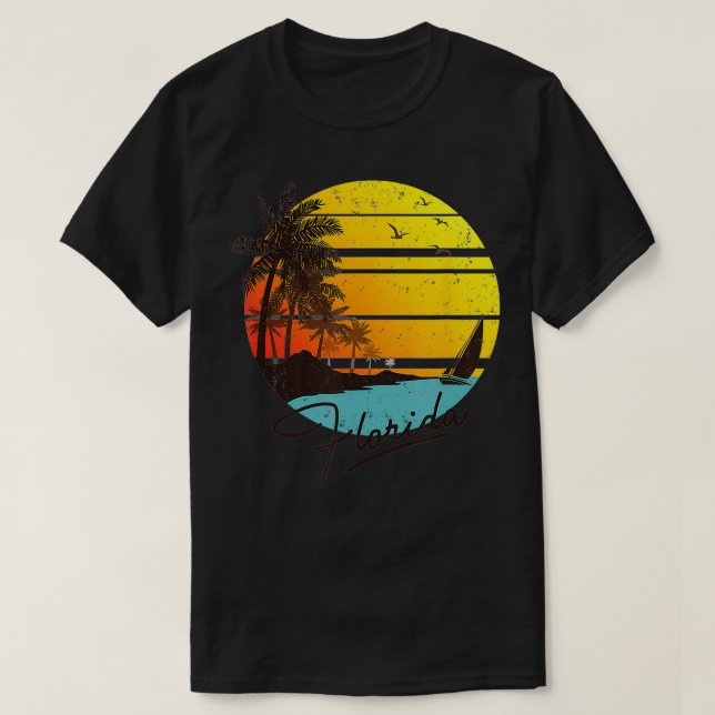 Camiseta Florida Sunshine State Retro Summer Tropical Beach (Diseño del anverso)