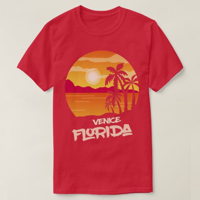 Camiseta Florida Venecia Vacaciones Palmeras Océano Surfing (Diseño del anverso)