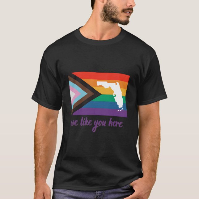 Camiseta Florida- We Like You Here- Progress Pride Flag (Anverso)