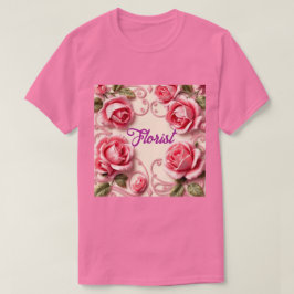 Camiseta florista de Art Nouveau rosa