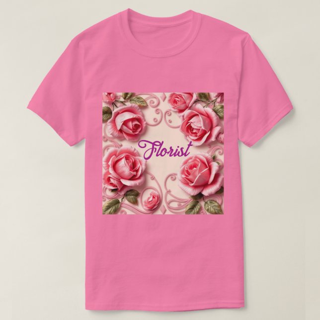 Camiseta florista de Art Nouveau rosa (Diseño del anverso)