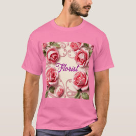 Camiseta florista de Art Nouveau rosa