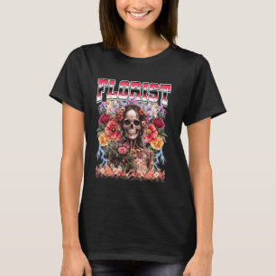 Camiseta Florista Jardinero de Flores Esqueleto Calavera 90
