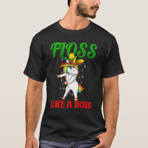 Camiseta Floss De Sombrero Unicornio Como Un Jefe Feliz Cin