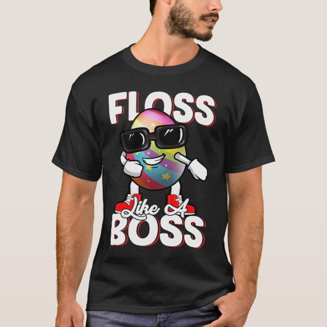 Camiseta Floss Like A Boss Flossing Egg Sunglasses Happy Ea (Anverso)
