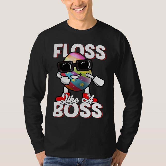 Camiseta Floss Like A Boss Flossing Egg Sunglasses Happy Ea (Anverso)
