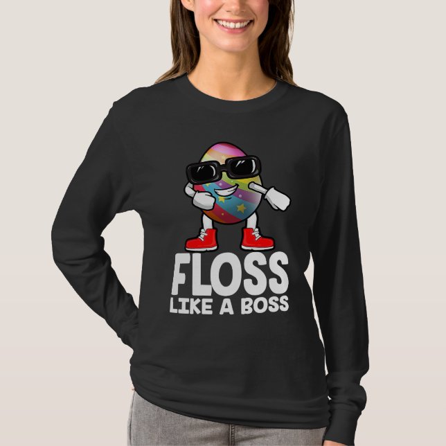 Camiseta Floss Like A Boss Flossing Egg Sunglasses Happy Ea (Anverso)