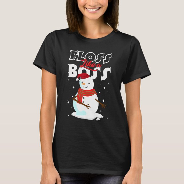 Camiseta Floss Like a Boss Snowman Flossing Navidades 4 (Anverso)