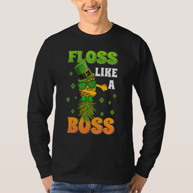 Camiseta Floss Like A Boss Swag Funny Pineapple Shamrock P (Anverso)