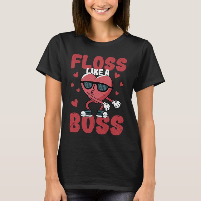 Camiseta Floss Like A Boss Valentine's Day Dance Heart Love (Anverso)