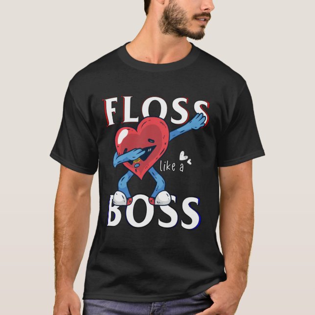 Camiseta Floss Like A Boss Valentines Shirts for Boys Gifts (Anverso)