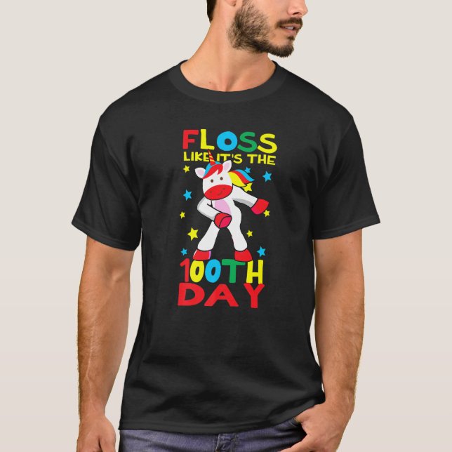 Camiseta Floss Like It's the 100th Day of School Flossing U (Anverso)