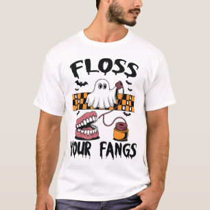 Camiseta Floss Your Fangs Funny Ghost Dental Halloween
